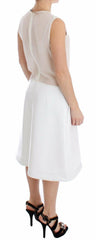 Koonhor White Pleated Bottom Tank Sheath Transparent Dress -   -  Koonhor.