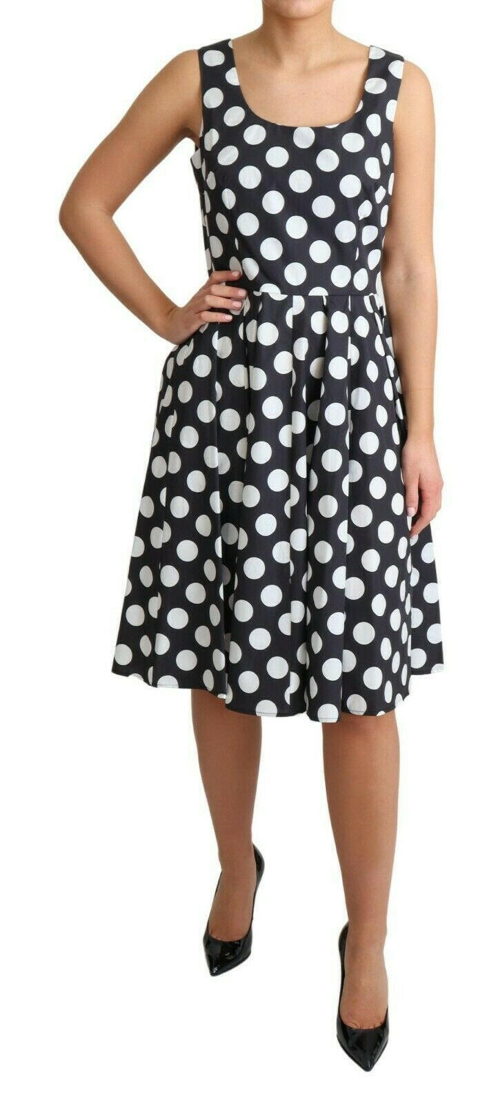 Dolce & Gabbana Black Polka Dotted Cotton A-Line Dress -   -  Dolce & Gabbana. Dolce & Gabbana Black Polka Dotted Cotton A-Line Dress -   -  Dolce & Gabbana.