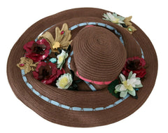 Dolce & Gabbana Brown Knitted Straw Floral Hat -   -  Dolce & Gabbana.
