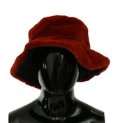 Dolce & Gabbana Red Bordeaux Fur Wide Brim Bucket  Hat -   -  Dolce & Gabbana.