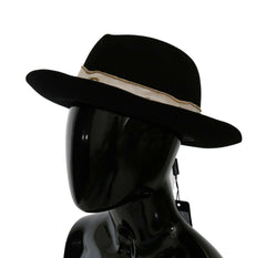 Dolce & Gabbana Black Lapin Amor Gignit Wide Brim Panama Hat -   -  Dolce & Gabbana.