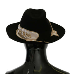 Dolce & Gabbana Black Lapin Amor Gignit Wide Brim Panama Hat -   -  Dolce & Gabbana.