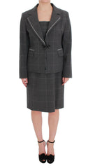 BENCIVENGA Gray Checkered Cotton Blazer Dress Set Suit -   -  BENCIVENGA.