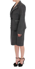 BENCIVENGA Gray Checkered Cotton Blazer Dress Set Suit -   -  BENCIVENGA.