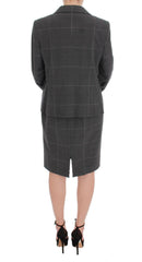 BENCIVENGA Gray Checkered Cotton Blazer Dress Set Suit -   -  BENCIVENGA.