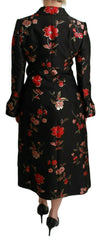 Dolce & Gabbana Black Floral Embroidered Jacket Coat -   -  Dolce & Gabbana.