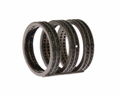 Nialaya Black CZ Rhodium 925 Silver Ring -   -  Nialaya.