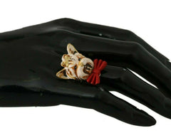 Dolce & Gabbana Gold Brass Resin Beige Dog Pet Branded Accessory Ring -   -  Dolce & Gabbana.