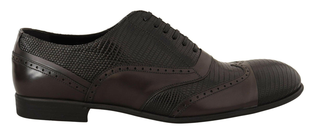 Dolce & Gabbana Brown Lizard Skin Leather Oxford Dress Shoes -   -  Dolce & Gabbana.