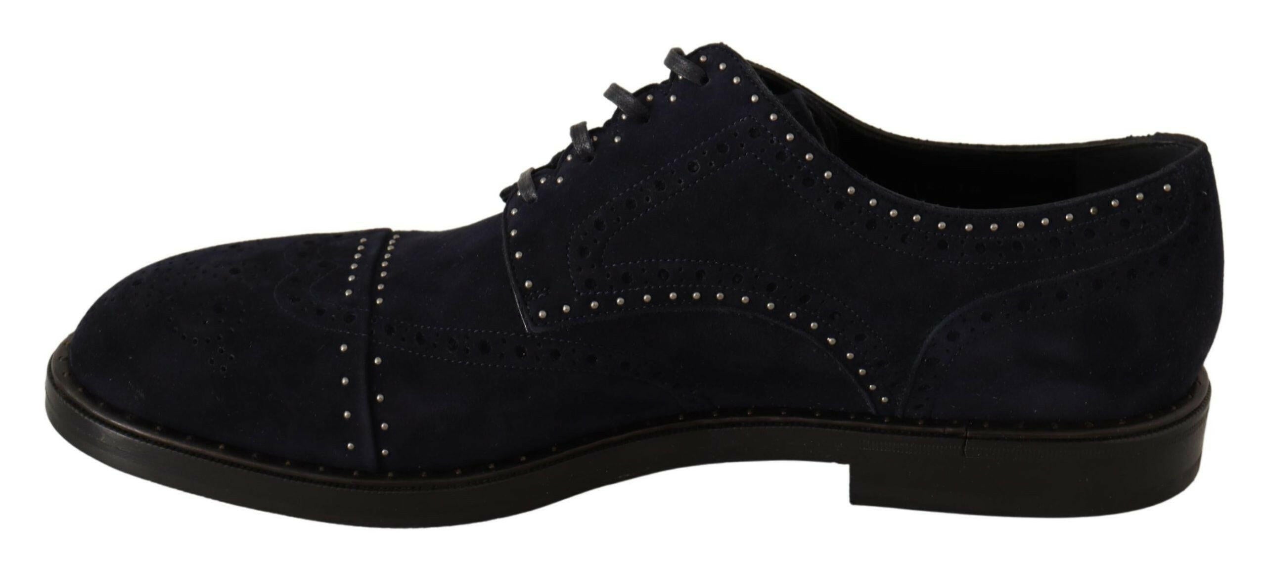Dolce & Gabbana Blue Suede Leather Derby Studded Shoes -   -  Dolce & Gabbana. Dolce & Gabbana Blue Suede Leather Derby Studded Shoes -   -  Dolce & Gabbana.