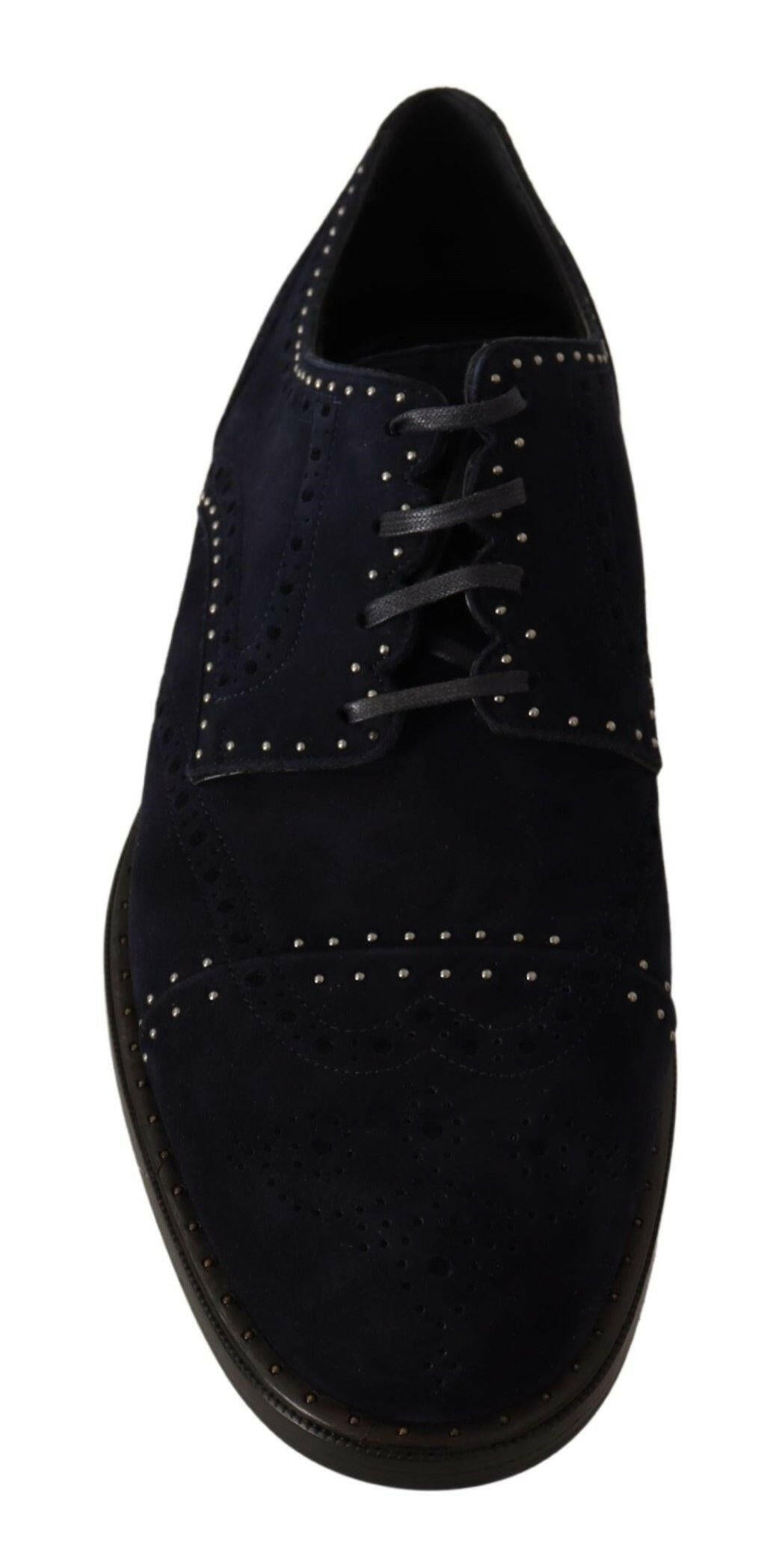 Dolce & Gabbana Blue Suede Leather Derby Studded Shoes -   -  Dolce & Gabbana. Dolce & Gabbana Blue Suede Leather Derby Studded Shoes -   -  Dolce & Gabbana.