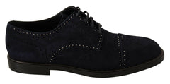 Dolce & Gabbana Blue Suede Leather Derby Studded Shoes -   -  Dolce & Gabbana.