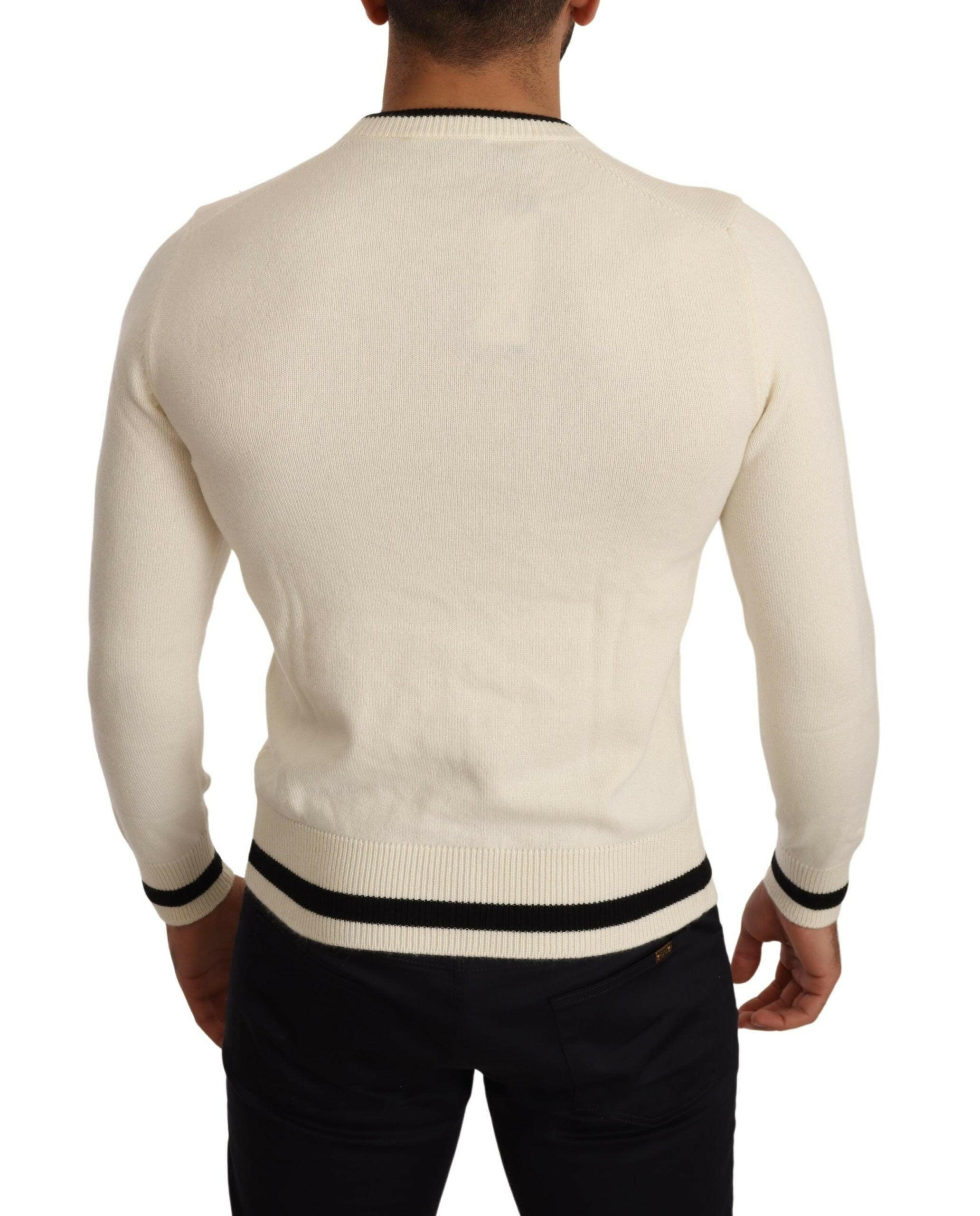Dolce & Gabbana White Heraldic Cashmere Pullover Sweater -   -  Dolce & Gabbana. Dolce & Gabbana White Heraldic Cashmere Pullover Sweater -   -  Dolce & Gabbana.