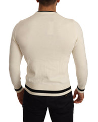 Dolce & Gabbana White Heraldic Cashmere Pullover Sweater -   -  Dolce & Gabbana.