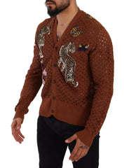 Dolce & Gabbana Brown Leopard Butterfly Cardigan Sweater -   -  Dolce & Gabbana.