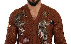 Dolce & Gabbana Brown Leopard Butterfly Cardigan Sweater -   -  Dolce & Gabbana.