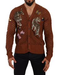 Dolce & Gabbana Brown Leopard Butterfly Cardigan Sweater -   -  Dolce & Gabbana.