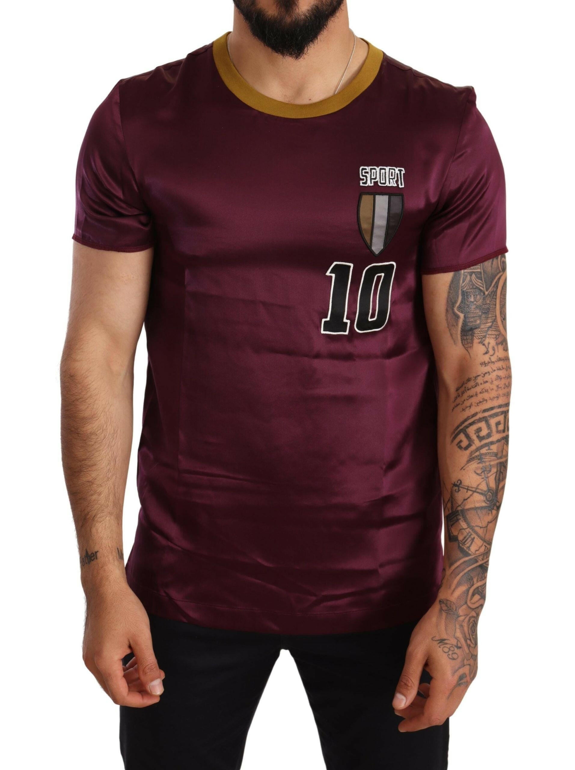 Dolce & Gabbana Purple Sport 10 Embroidery Crewneck T-shirt -   -  Dolce & Gabbana.