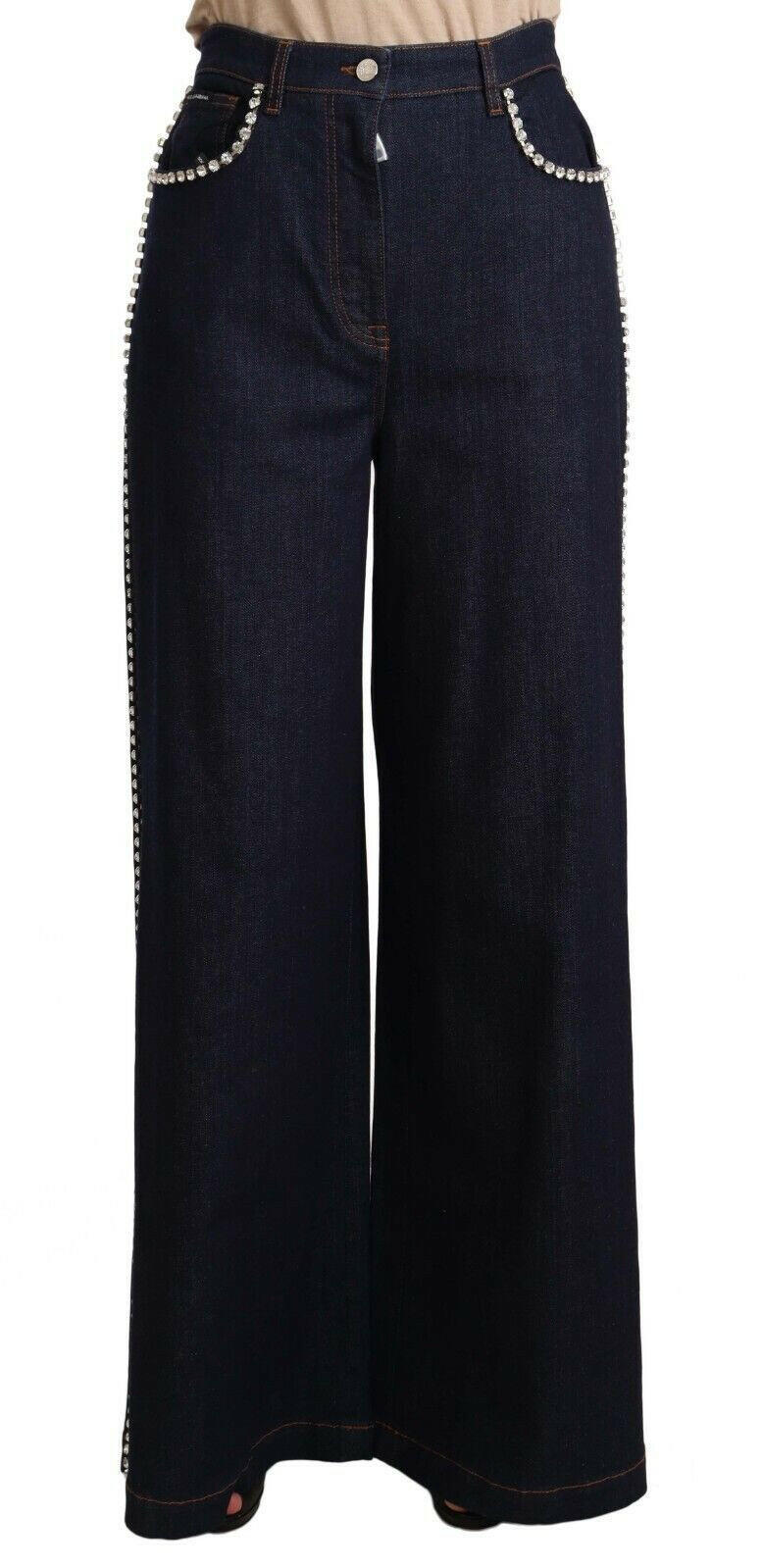 Dolce & Gabbana Dark Blue Crystal Embellished Flare Jeans -   -  Dolce & Gabbana.