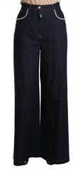 Dolce & Gabbana Dark Blue Crystal Embellished Flare Jeans -   -  Dolce & Gabbana.