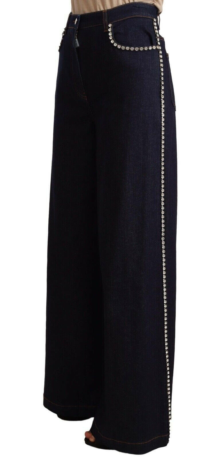 Dolce & Gabbana Dark Blue Crystal Embellished Flare Jeans -   -  Dolce & Gabbana. Dolce & Gabbana Dark Blue Crystal Embellished Flare Jeans -   -  Dolce & Gabbana.