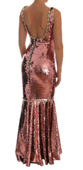 Dolce & Gabbana Pink Sequined Sheath Crystal Dress Gown - - Dolce & Gabbana.