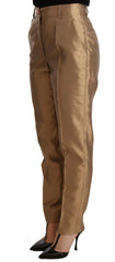 Dolce & Gabbana Gold Silk Tapered Trouser Metallic Pants -   -  Dolce & Gabbana.