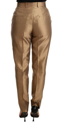 Dolce & Gabbana Gold Silk Tapered Trouser Metallic Pants -   -  Dolce & Gabbana.