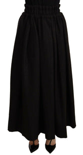 Dolce & Gabbana Black Wool High Waist Maxi PIECE Skirt -   -  Dolce & Gabbana.