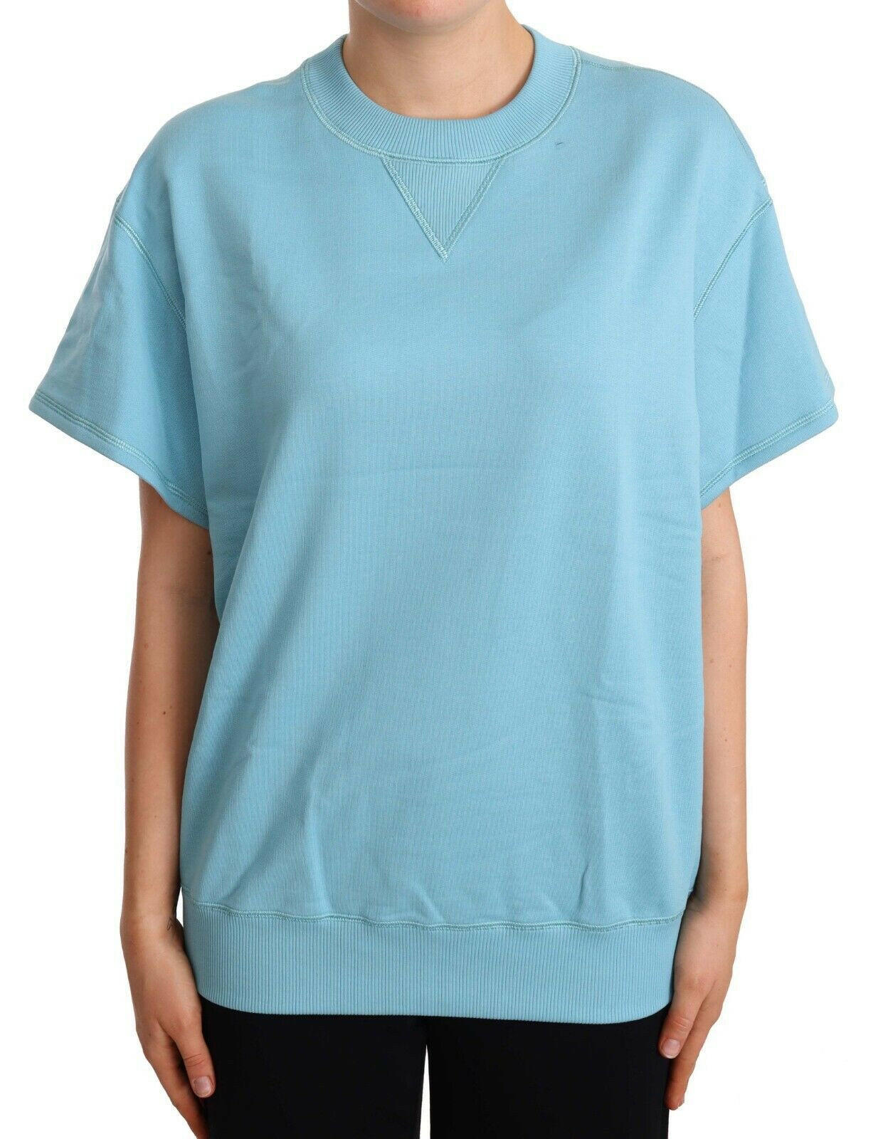 Dolce & Gabbana Blue Cotton Short Sleeves Crew Neck Top - - Dolce & Gabbana.