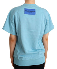 Dolce & Gabbana Blue Cotton Short Sleeves Crew Neck Top - - Dolce & Gabbana.