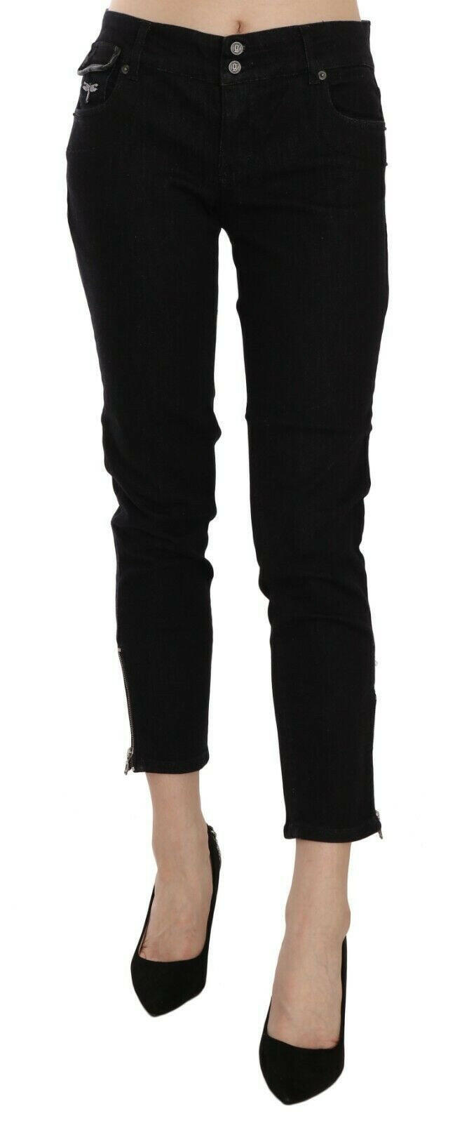 John Galliano Black Mid Waist Cropped Cut Hem Denim Casual Pants -   -  John Galliano.