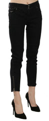John Galliano Black Mid Waist Cropped Cut Hem Denim Casual Pants -   -  John Galliano.