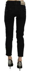 John Galliano Black Mid Waist Cropped Cut Hem Denim Casual Pants -   -  John Galliano.