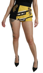 Dolce & Gabbana Yellow Black Cotton Jewelled Hot Pants Shorts -   -  Dolce & Gabbana.