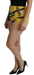 Dolce & Gabbana Yellow Black Cotton Jewelled Hot Pants Shorts -   -  Dolce & Gabbana.
