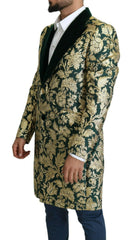 Dolce & Gabbana DOLCE & GABBANA Jacket SICILIA Green Gold Jacquard Long Coat -   -  Dolce & Gabbana.