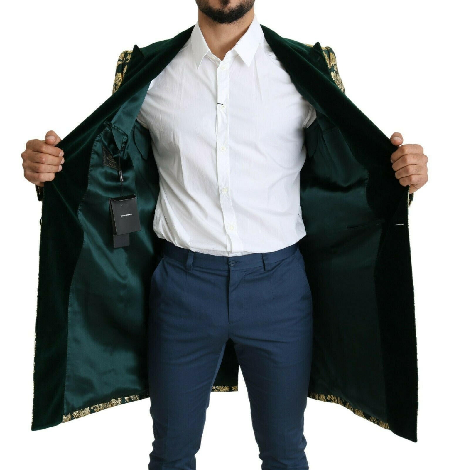 Dolce & Gabbana DOLCE & GABBANA Jacket SICILIA Green Gold Jacquard Long Coat -   -  Dolce & Gabbana. Dolce & Gabbana DOLCE & GABBANA Jacket SICILIA Green Gold Jacquard Long Coat -   -  Dolce & Gabbana.