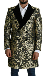 Dolce & Gabbana Black Gold Jacquard Long Coat SICILIA Jacket -   -  Dolce & Gabbana.