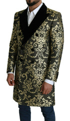 Dolce & Gabbana Black Gold Jacquard Long Coat SICILIA Jacket -   -  Dolce & Gabbana.