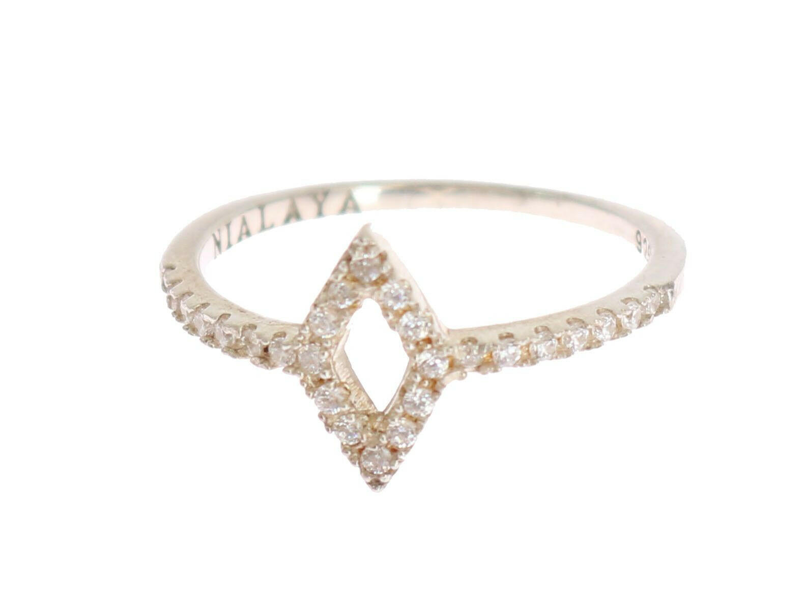 Nialaya Silver Rhombus Womens Clear CZ 925 Silver Ring -   -  Nialaya.