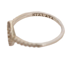 Nialaya Silver Rhombus Womens Clear CZ 925 Silver Ring -   -  Nialaya.