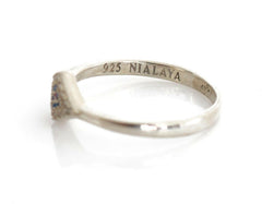 Nialaya Blue Red CZ 925 Silver Womens Clear Ring -   -  Nialaya.