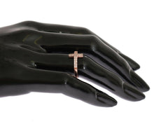 Nialaya Pink Gold 925 Silver Womens Cross CZ Ring -   -  Nialaya.