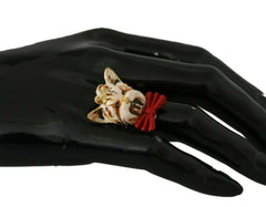 Dolce & Gabbana Beige Dog Pet Branded Accessory Gold Brass Resin Ring -   -  Dolce & Gabbana.
