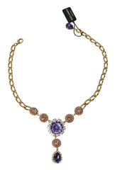 Dolce & Gabbana Pink Gold Brass Crystal Purple Pearl Pendants - - Dolce & Gabbana.