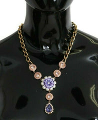 Dolce & Gabbana Pink Gold Brass Crystal Purple Pearl Pendants - - Dolce & Gabbana.