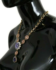 Dolce & Gabbana Pink Gold Brass Crystal Purple Pearl Pendants - - Dolce & Gabbana.