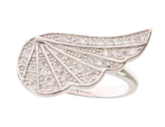 Nialaya Silver Womens Wing Clear CZ 925 Silver Ring -   -  Nialaya.