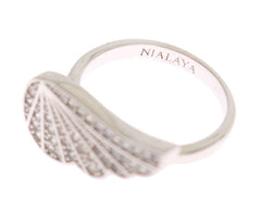 Nialaya Silver Womens Wing Clear CZ 925 Silver Ring -   -  Nialaya.
